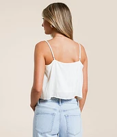 Fiore Crinkle Satin Cropped Tank Top