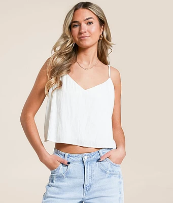 Fiore Crinkle Satin Cropped Tank Top