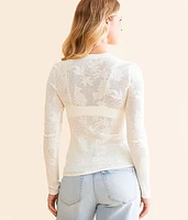 Tibi Floral Mesh Top