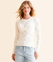 Tibi Floral Mesh Top