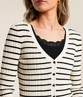 Jordana Striped Cardigan Sweater
