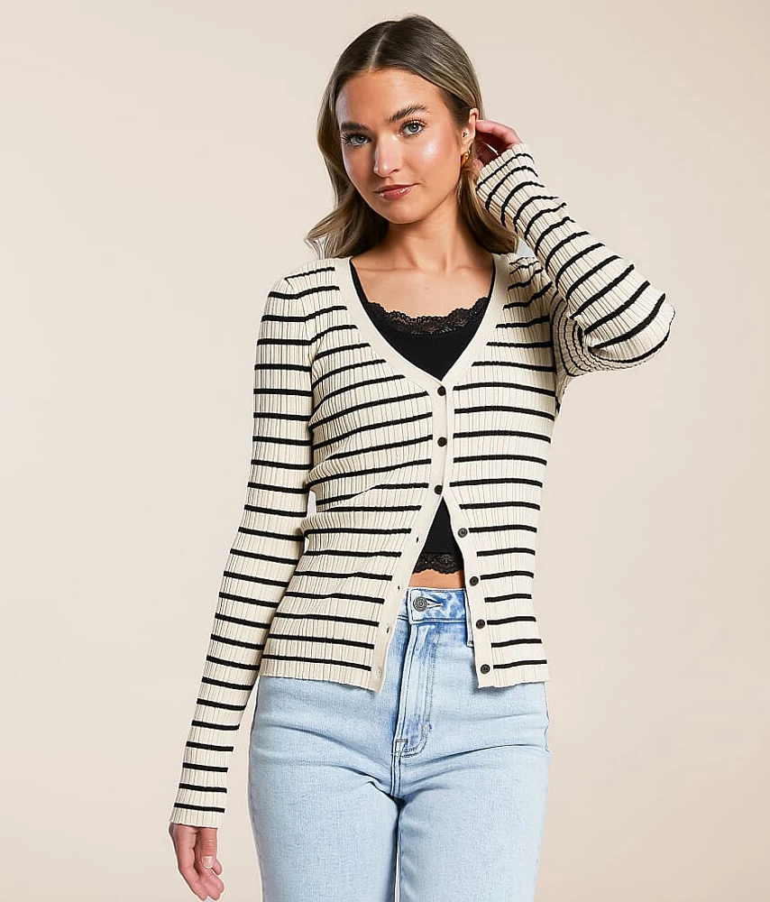 Jordana Striped Cardigan Sweater