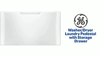 GE - Washer/Dryer Laundry Pedestal with Storage Drawer - White