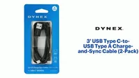 Dynex™ - 3' USB Type C-to-USB Type A Charge-and-Sync Cable (2-Pack) - Black