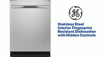 GE - Stainless Steel Interior Fingerprint Resistant Dishwasher with Hidden Controls
