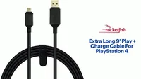 Rocketfish™ - Extra Long 9' Play + Charge Cable For PlayStation 4 - Black