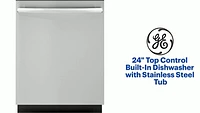GE - 24" Top Control Built-In Dishwasher with Stainless Steel Tub - Stainless Steel