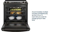 GE - 5.3 Cu. Ft. Slide-In Electric Convection Range - Stainless Steel