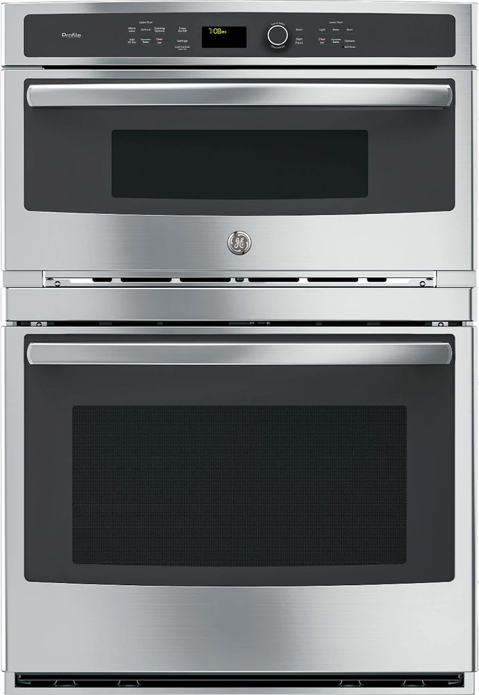 GE Profile - 30" Built-In Single Electric Convection Wall Oven with Built-In Microwave - Stainless Steel