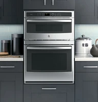 GE Profile - 30" Built-In Single Electric Convection Wall Oven with Built-In Microwave - Stainless Steel