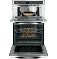 GE Profile - 30" Built-In Single Electric Convection Wall Oven with Built-In Microwave - Stainless Steel