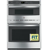 GE Profile - 30" Built-In Single Electric Convection Wall Oven with Built-In Microwave - Stainless Steel