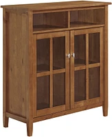 Simpli Home - Warm Shaker Wood 2-Door 6-Shelf Media Cabinet - Honey Brown