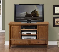 Simpli Home - Warm Shaker TV Cabinet for Most TVs Up to 52" - Honey Brown