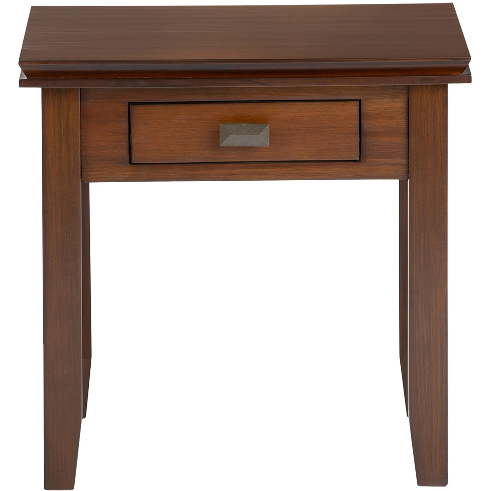 Simpli Home - Artisan Square Solid Pine Wood 1-Drawer End Table - Brown