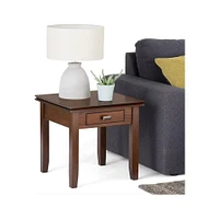 Simpli Home - Artisan Square Solid Pine Wood 1-Drawer End Table - Brown