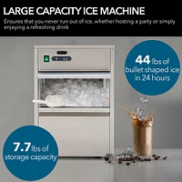 Whynter - 15" 44-Lb. Freestanding Icemaker - Stainless Steel