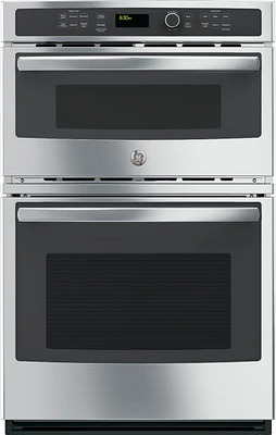 GE - 27" Single Electric Wall Oven with Built-In Microwave - Stainless Steel