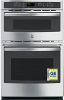 GE - 27" Single Electric Wall Oven with Built-In Microwave - Stainless Steel