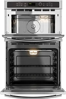 GE - 27" Single Electric Wall Oven with Built-In Microwave - Stainless Steel