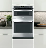 GE - 27" Single Electric Wall Oven with Built-In Microwave - Stainless Steel