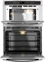 GE - 30" Single Electric Wall Oven with Built-In Microwave - Stainless Steel