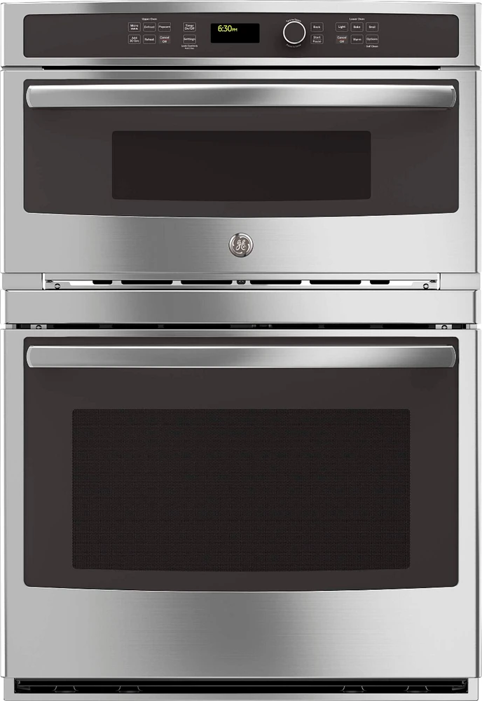 GE - 30" Single Electric Wall Oven with Built-In Microwave - Stainless Steel