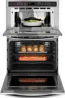 GE - 30" Single Electric Wall Oven with Built-In Microwave - Stainless Steel