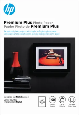 HP - Premium Plus Soft Gloss 4" x 6" Photo Paper - 100 count - White