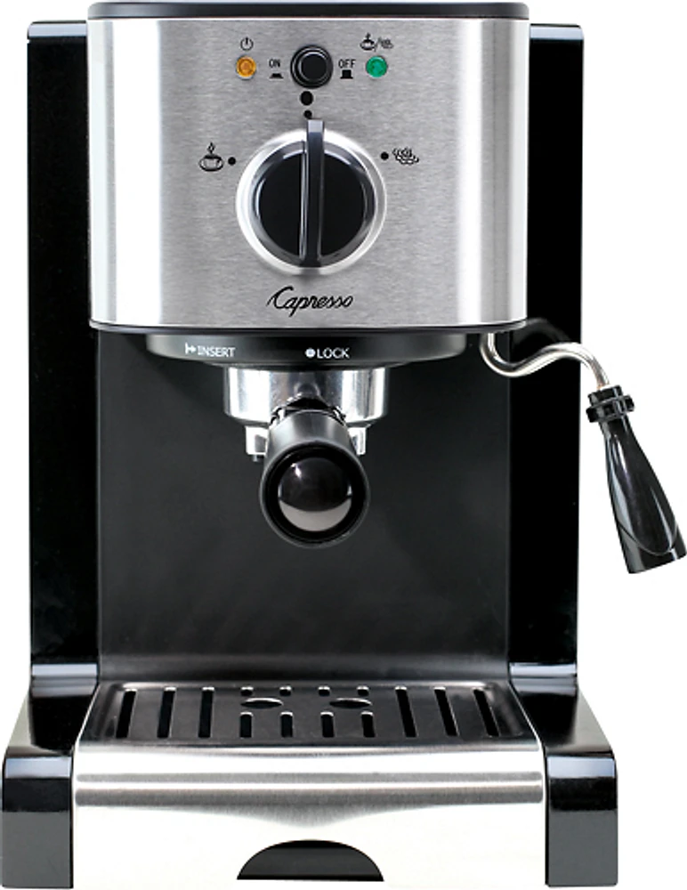 Capresso - EC100 Espresso Machine with 15 bars of pressure, Milk Frother and Thermoblock heating system - Black/stainless steel