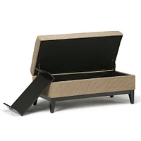 Simpli Home - Oregon Rectangular Fabric Bench Ottoman With Inner Storage - Khaki Beige