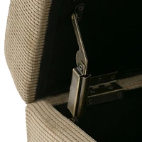 Simpli Home - Oregon Rectangular Fabric Bench Ottoman With Inner Storage - Khaki Beige