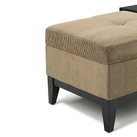 Simpli Home - Oregon Rectangular Fabric Bench Ottoman With Inner Storage - Khaki Beige