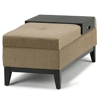 Simpli Home - Oregon Rectangular Fabric Bench Ottoman With Inner Storage - Khaki Beige