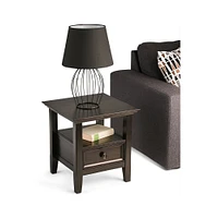 Simpli Home - Amherst Square Solid Pine Wood 1-Drawer End Table - Dark American-Brown