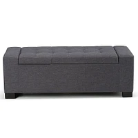 Simpli Home - Laredo Rectangular Polyester Bench Ottoman With Inner Storage - Slate Gray