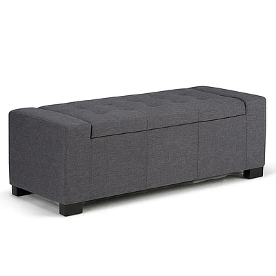 Simpli Home - Laredo Rectangular Polyester Bench Ottoman With Inner Storage - Slate Gray