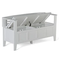 Simpli Home - Adams Entryway Storage Bench With Backrest - White