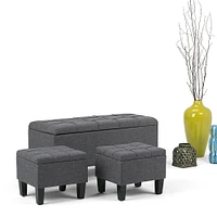 Simpli Home - Dover Rectangular Polyester Fabric Storage Ottoman Bench (Set of 3