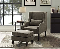 Simpli Home - Ashbury Wingback Club Chair and Ottoman - Fawn Brown