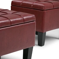 Simpli Home - Dover Rectangular Faux Leather Storage Ottoman Bench (Set of 3) - Radicchio Red