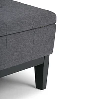 Simpli Home - Dover Square Polyurethane Faux Leather Bench Ottoman With Inner Storage