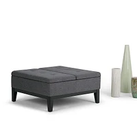 Simpli Home - Dover Square Polyurethane Faux Leather Bench Ottoman With Inner Storage