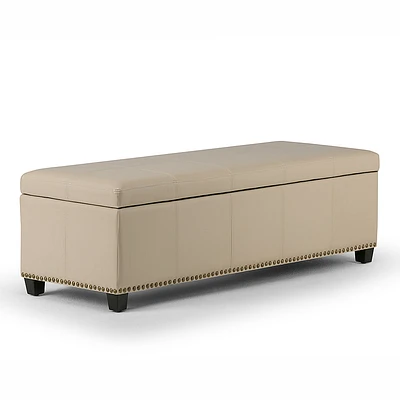 Simpli Home - Kingsley Rectangular Bonded Leather Bench Ottoman With Inner Storage