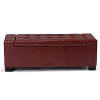 Simpli Home - Laredo Rectangular Polyurethane Faux Leather Bench Ottoman With Inner Storage