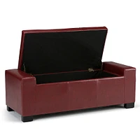 Simpli Home - Laredo Rectangular Polyurethane Faux Leather Bench Ottoman With Inner Storage