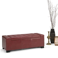 Simpli Home - Laredo Rectangular Polyurethane Faux Leather Bench Ottoman With Inner Storage