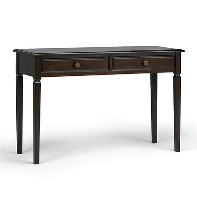 Simpli Home - Connaught Rectangular Solid Pine 2-Drawer Table - Dark Chestnut Brown