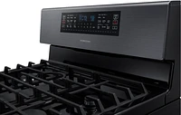 Samsung - Flex Duo 5.8 Cu. Ft. Self-Cleaning Freestanding Fingerprint Resistant Gas Convection Range - Black Stainless Steel