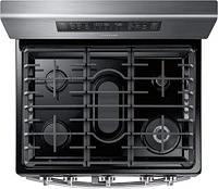 Samsung - Flex Duo 5.8 Cu. Ft. Self-Cleaning Freestanding Fingerprint Resistant Gas Convection Range - Black Stainless Steel